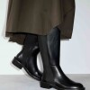 Bota caña alta York en efecto cuero Negro