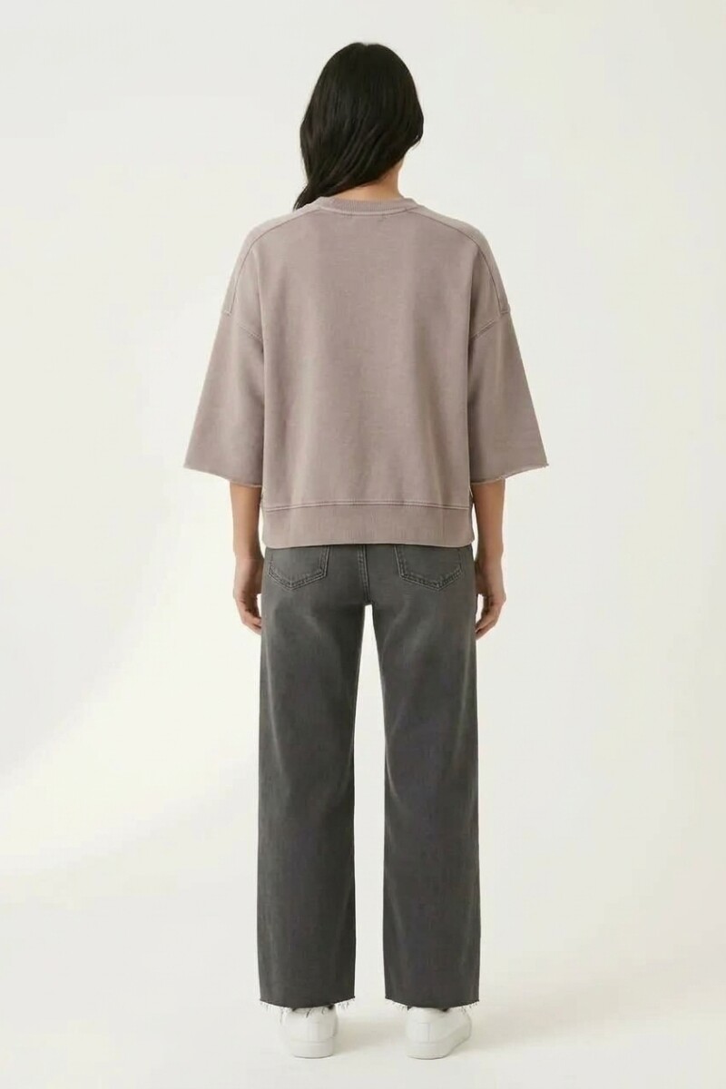 Sweatshirt manga 3/4 con bolsillo Rosa Palido
