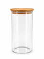 FRASCO VIDRIO TAPA BAMBU 1300 ML TRANSPARENTE