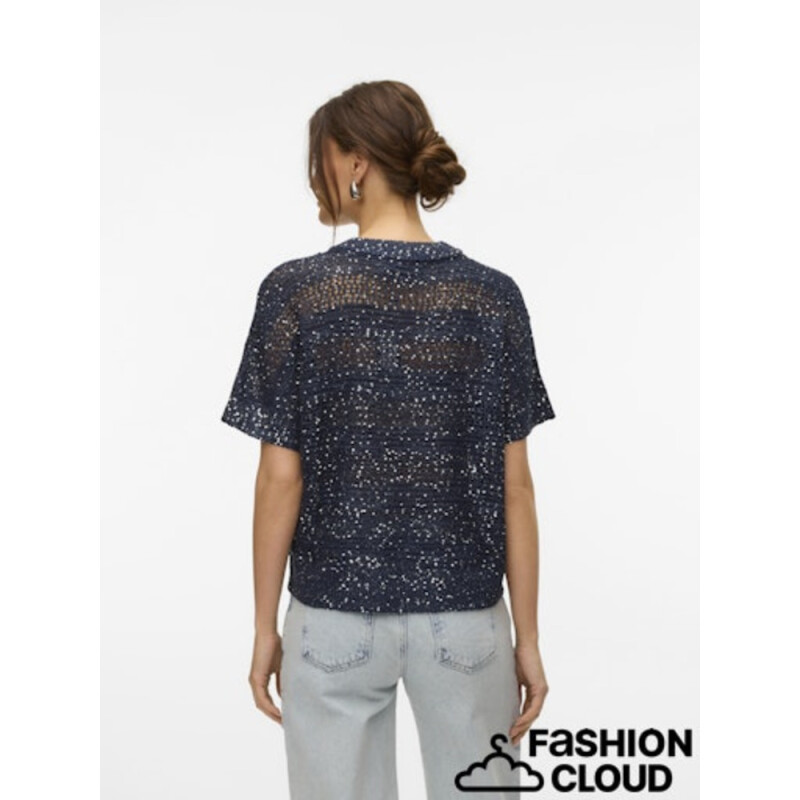 VMLEILANI STRIPE SS O-NECK PULLOVER Navy Blazer