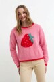 Sweater tejido jacquard frutilla ROSADO