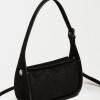 Cartera al hombro Leaf en efecto cuero gamuza Negro
