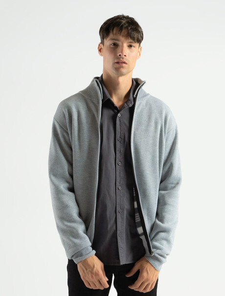 Campera de Punto C/Cierre Osaka Gris Claro