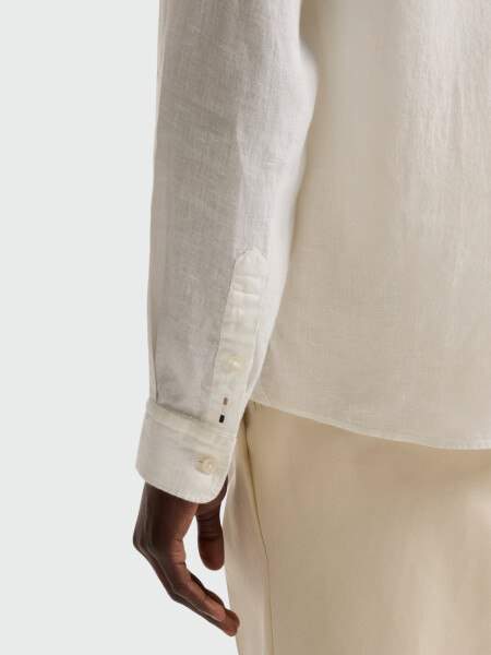 BOSS - Camisa Slim- Fit Lino Blanco