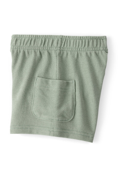 Set dos piezas de algodón, short y remera, verde, iguana bordada. Talles 2-5T Sin color