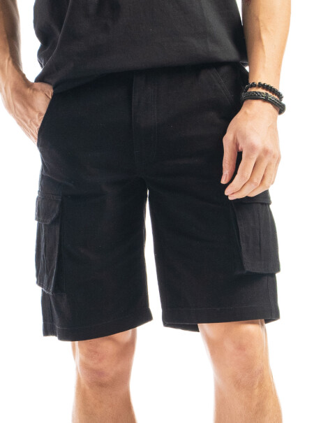 Bermuda Cargo de Algodón Negro