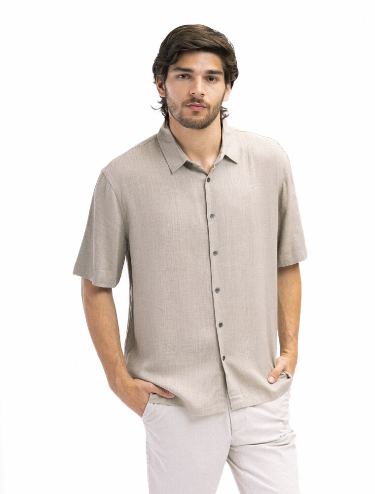 Camisa M/C Hawaii Beige