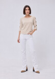 Remera Botones Beige