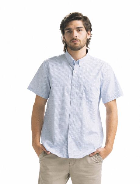 Camisa Manga Corta a Cuadros Azul/Fantasia 6