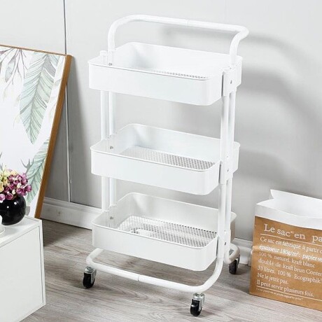 Carrito Organizador Metálico Multiuso Blanco - 3 Niveles Carrito Organizador Metálico Multiuso Blanco - 3 Niveles
