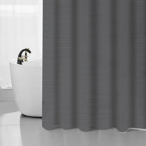 Cortina de Baño Home Class Jacquard Lisa 180 x 180 Cm. GRIS OSCURO