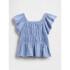 SS FLTR SMOCKED JSY TOP - MARCH SHIRTING BLUE