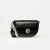 Bandolera The Circle en cuero croco Negro