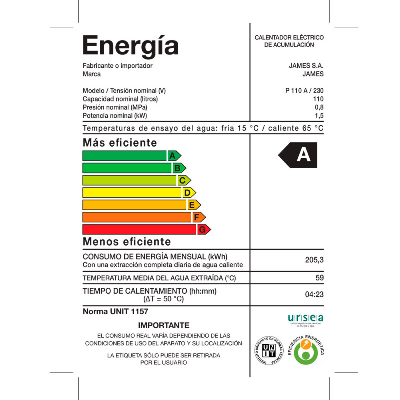 Termotanque James L/convencional 110l* Termotanque James L/convencional 110l*