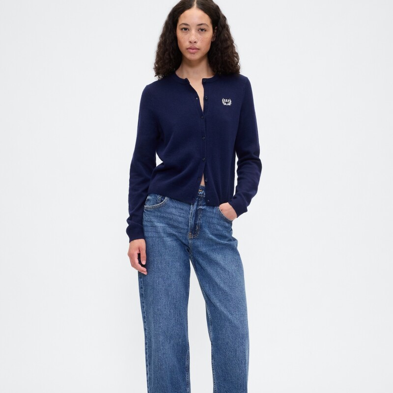 FRCH LOGO CASHSOFT CREW CARDI NAVY UNIFORM