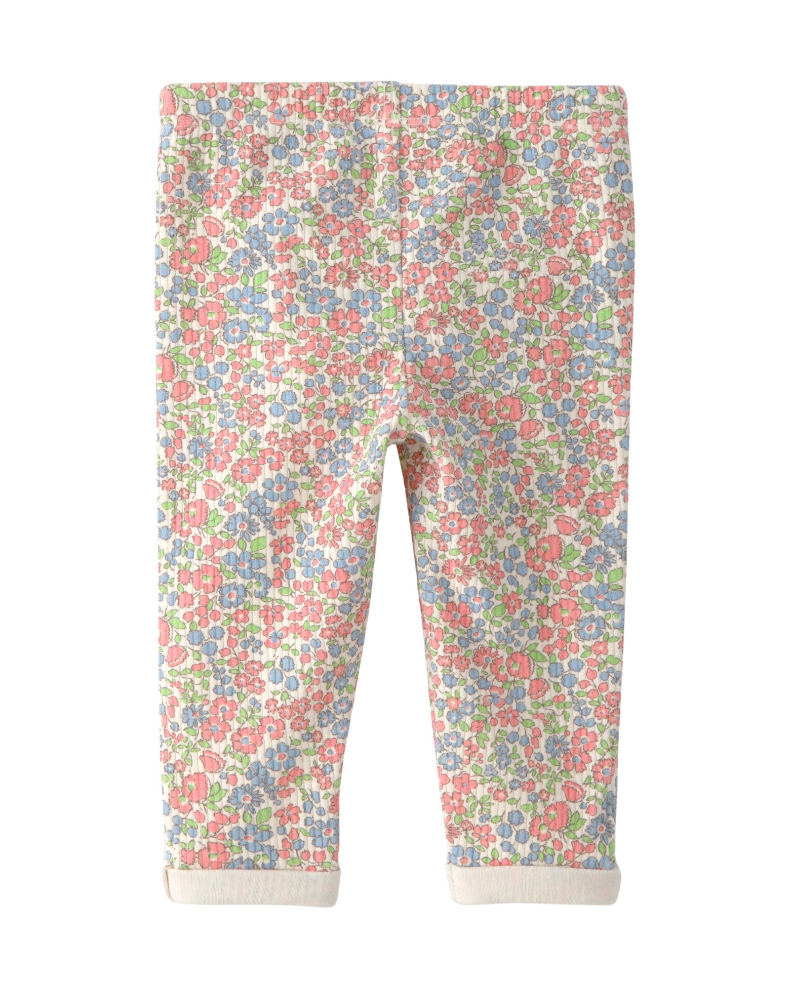 Pack dos pantalones de algodón orgánico acanalado, diseños flores y rosado Sin color