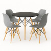 Juego de comedor Con Mesa Circular de 80cm + 4 Sillas Eames Gris/Negro