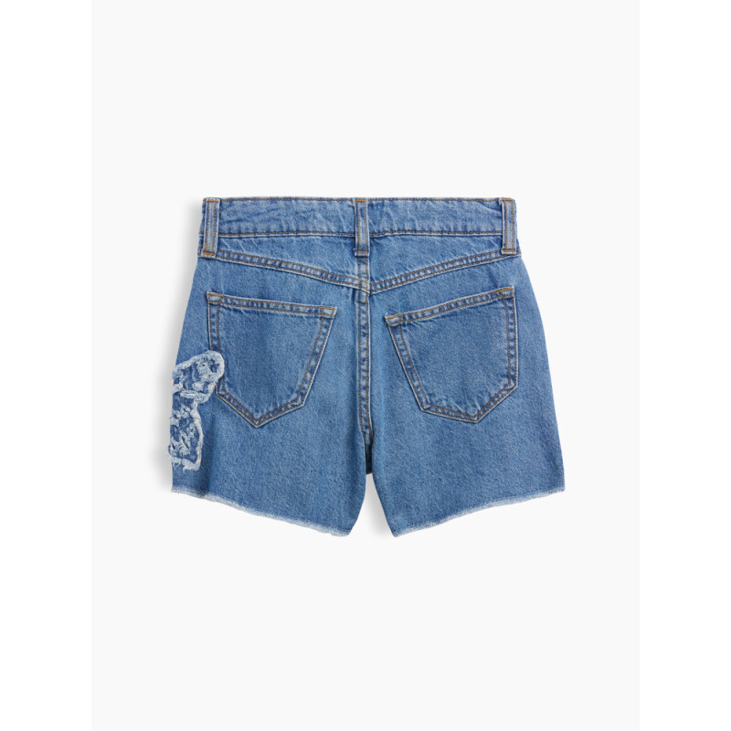 V-DENIM CUTOFF HEM SHORT BUTTERFLY
