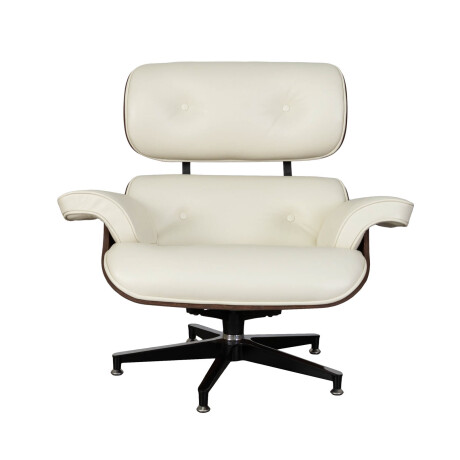 BUTACA C/PUFF 1 CUERPO CUERO-100-NATURAL BLANCO EAMES
