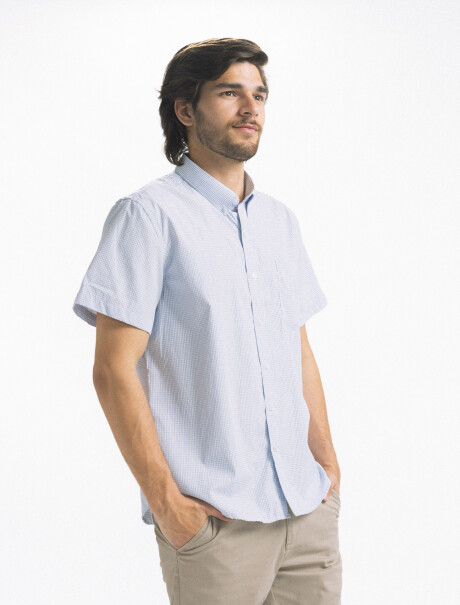Camisa Manga Corta a Cuadros Azul/Fantasia 6