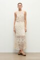 Falda tejida crochet beige melange