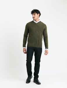 470313 SWEATER V HARRINGTON URBAN Verde Melange