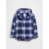HOODED FLANNEL SHIRT BLUE PLAID