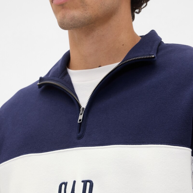 J - COLOR BLOCK LOGO HALF ZIP NEW NAVY