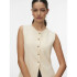 VMSABA SL O-NECK BUTTON VEST BTQ BIRCH