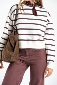 Sweater Algodon Lavado Rayado Marron