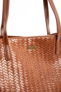 Travel Bag Trenzada Cuero Vegano Whisky