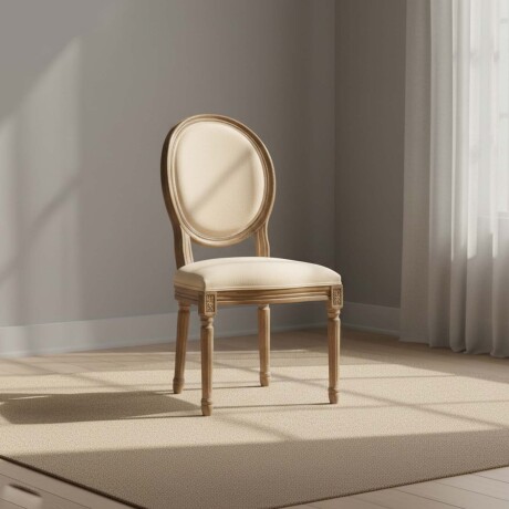 SILLA DE COMEDOR MADERA NATURAL-BEIGE ESTILO LUIS XV