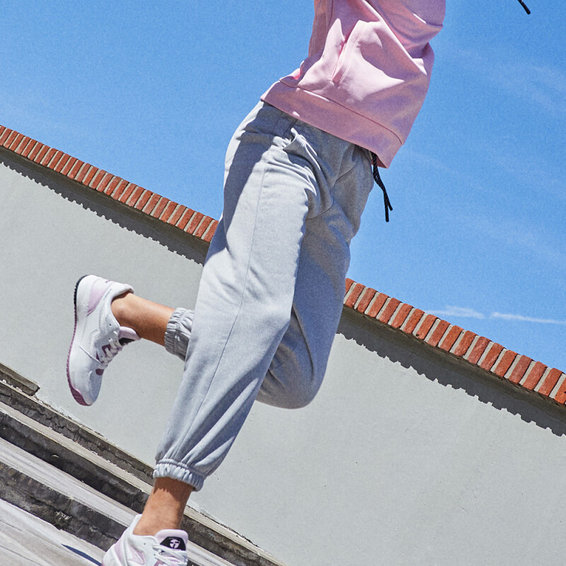 JOGGER POLY FLEECE GIRLS gris melange cl GRIS CLARO/NEGRO/NARANJA