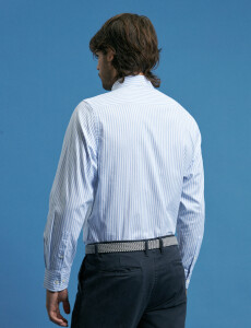 012608 CAMISA HARRINGTON LABEL Blanco/celeste