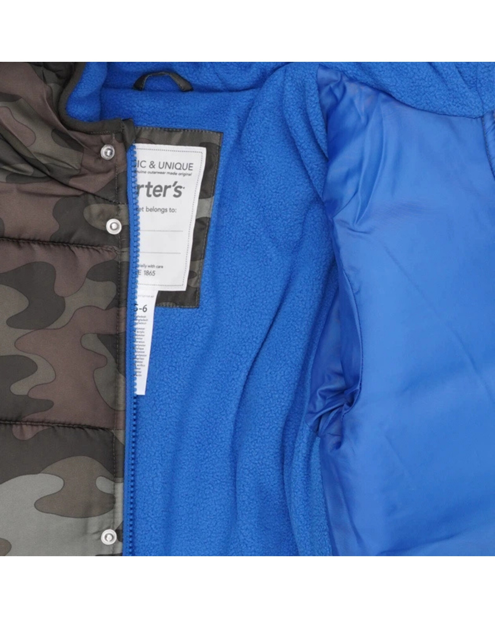 Campera resistente al agua, diseño camo. Talles 2-4T Sin color