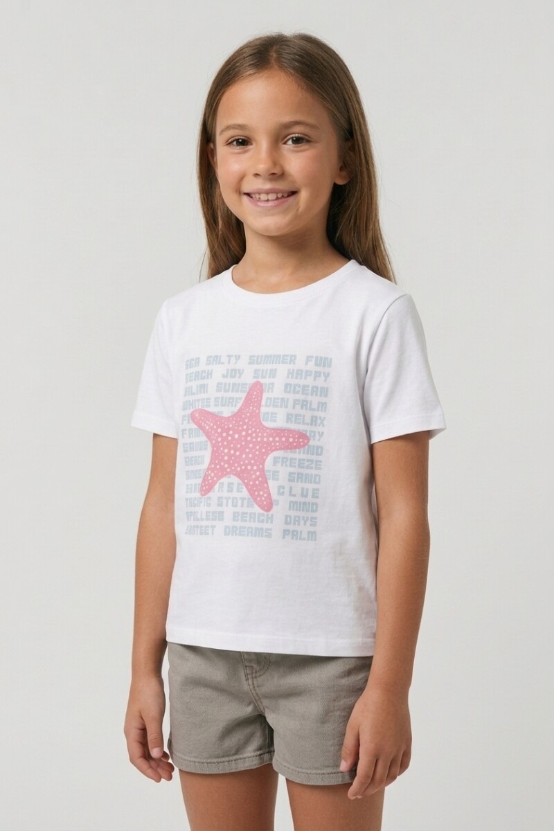 Remera m/c estampada Starfish BLANCO