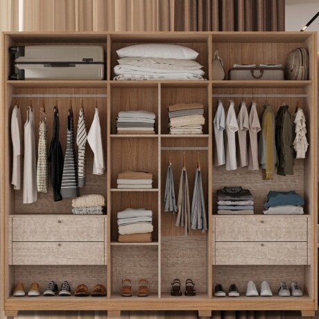 ROPERO TORONTO 6 PUERTAS 4 CAJONES INTERNOS GUARDARROPA ARMARIO CLOSET PLACARD CON VIDRIO Y LED ROPERO TORONTO 6 PUERTAS 4 CAJONES INTERNOS GUARDARROPA ARMARIO CLOSET PLACARD CON VIDRIO Y LED