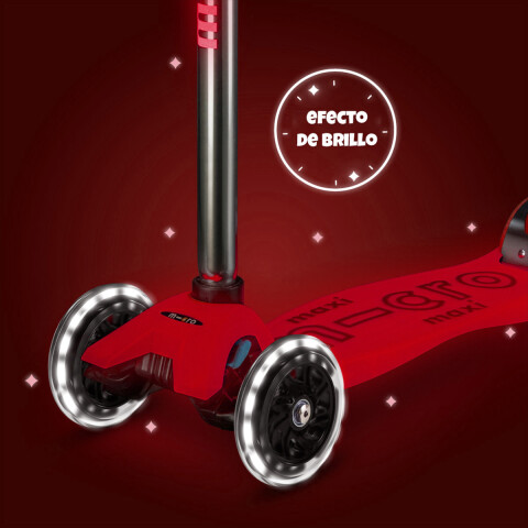 Monopatín Micro Maxi Glow LED Ajustable con 3 Ruedas ROJO
