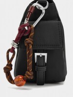 Bolso Bandolera De Nylon Con Colgante negro