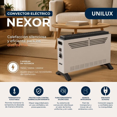 Convector Eléctrico Nexor 2000W Blanco Estufa Convector Eléctrico Nexor 2000W Blanco