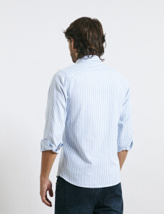 012622 CAMISA HARRINGTON LABEL Azul / Natural