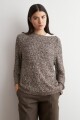 Sweater cinta ruedo curvo chocolate