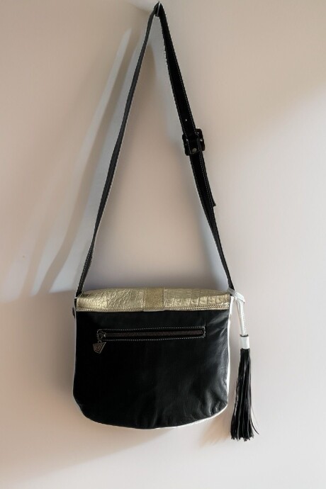 Bandolera Ronda Negro Con Blanco Y Dorado Línea Ottenta. Bandolera Ronda Negro Con Blanco Y Dorado Línea Ottenta.