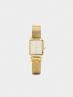 Reloj Cuadrado Malla Metálica De Acero dorado