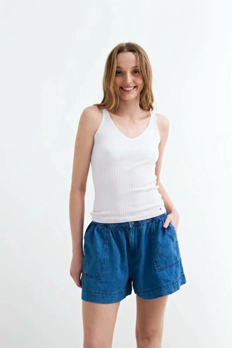 Top tejido punto rib tirantes finos BLANCO