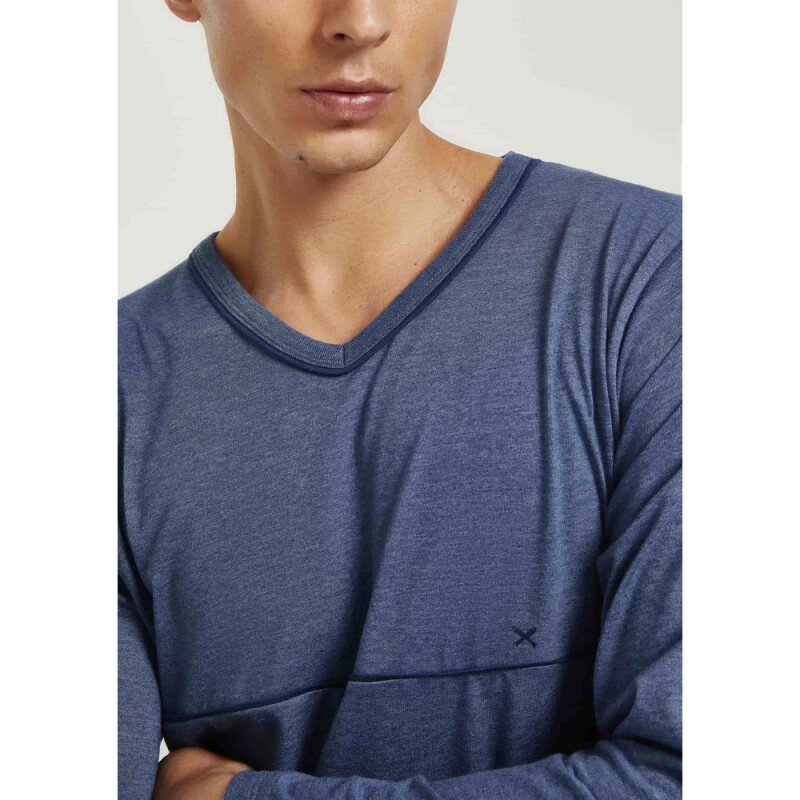 PIJAMA ML MASC AZUL MESCLA