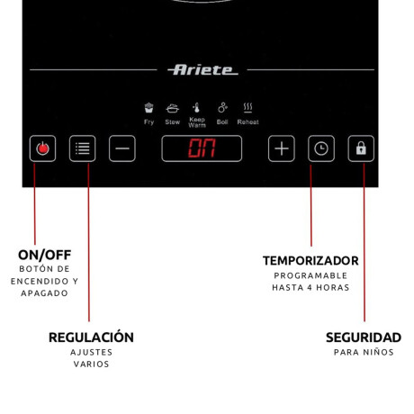 PLACA DE INDUCCION 2000-W NEGRO ARIETE MOD.1997