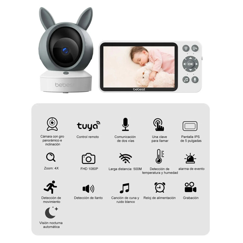 Baby Call con Camara Smart Guard HF3.0 Wifi1080p Ruido Blanco + Soporte Bebesit Baby Call con Camara Smart Guard HF3.0 Wifi1080p Ruido Blanco + Soporte Bebesit