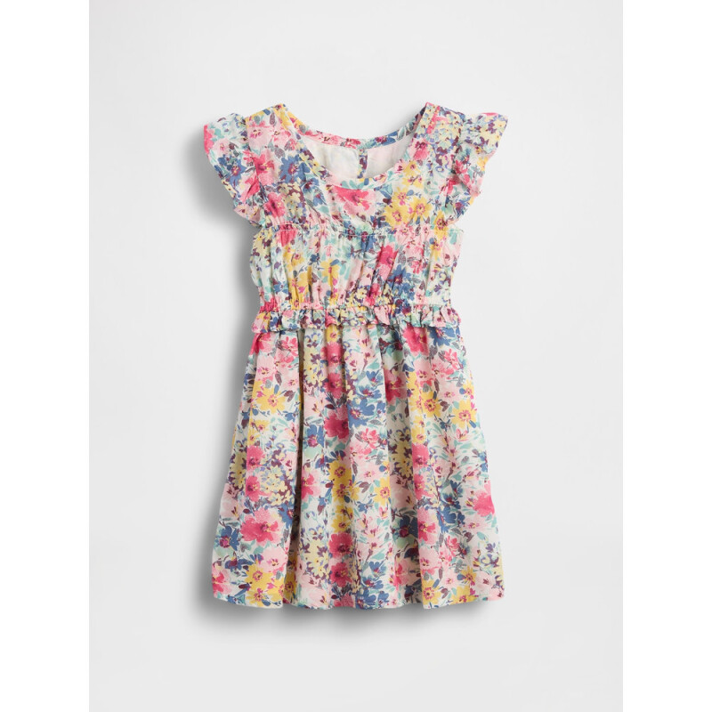 SL KEY FLORAL SMOCK RFL DRESS IVORY FROST FLORAL
