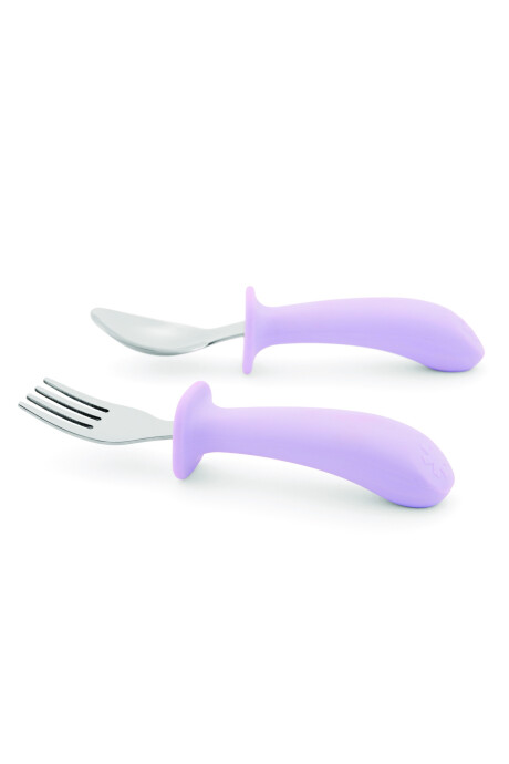 Set de cubiertos, cuchara y tenedor con agarre fácil, lilas Sin color